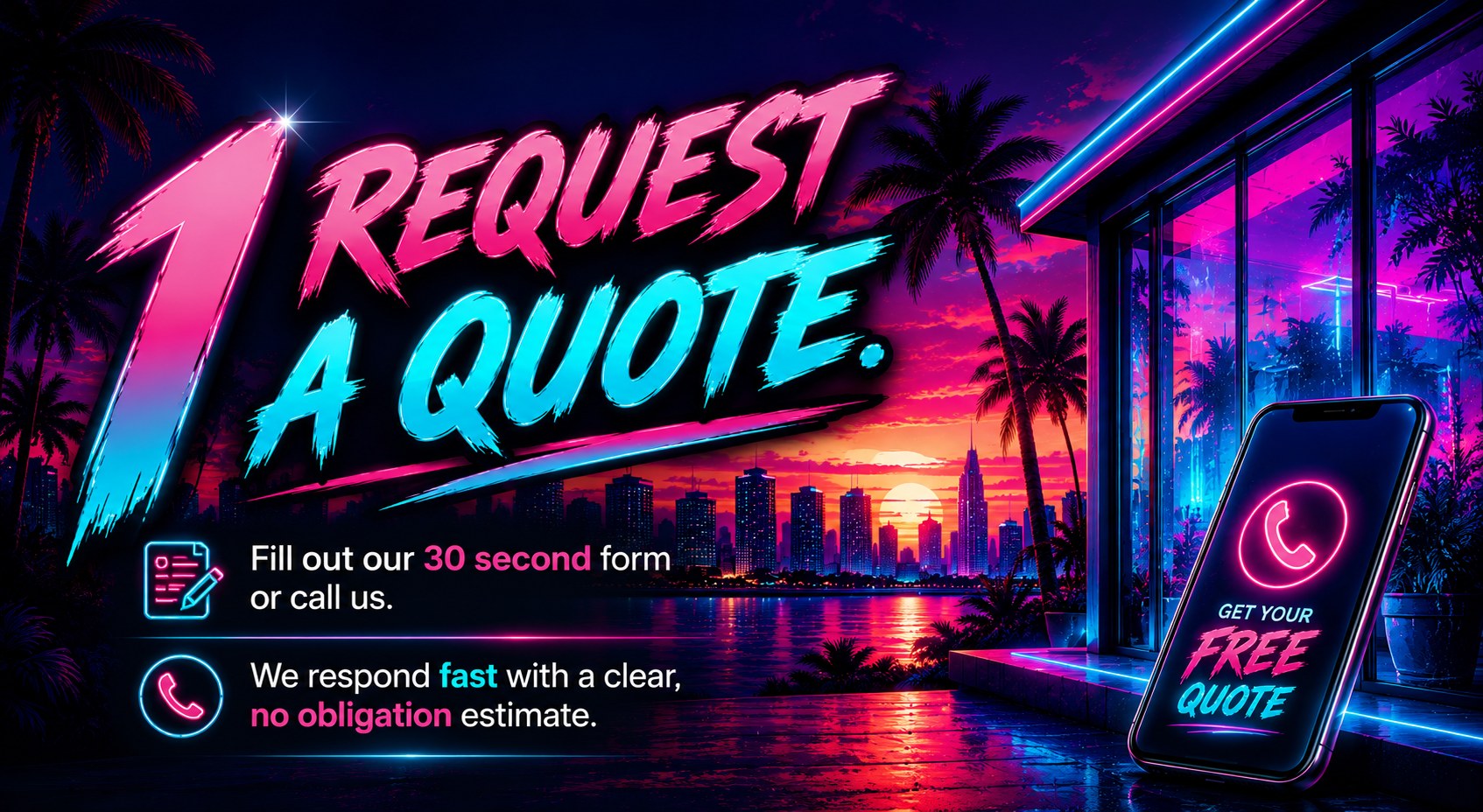 Step 1: Request a Quote — fill out our 30-second form or call us. We respond fast with a clear, no-obligation estimate.